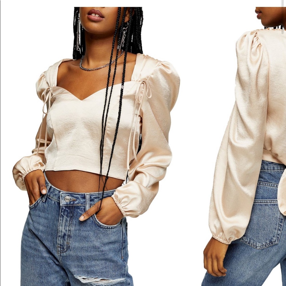 Top shop tie shoulder blouse